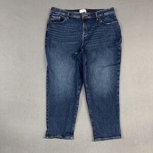Lane Bryant Jeans Womens 18 Short Blue Mid Rise Boyfriend Distressed Denim